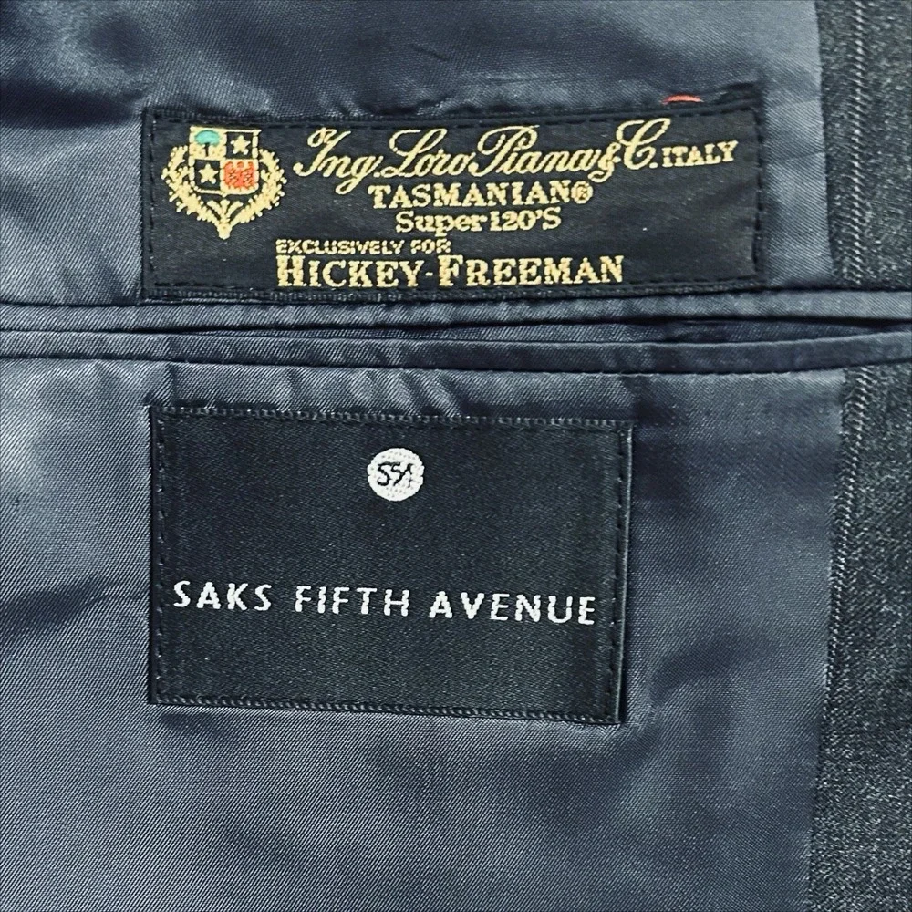 Hickey Freeman Loro Piana‎ 120s Wool Suit Jacket 41R Gray White Pinstripe Blazer